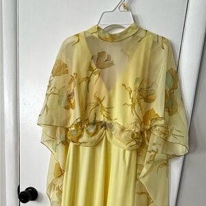 Vintage, yellow empire waist dress, international ladies garment workers union.